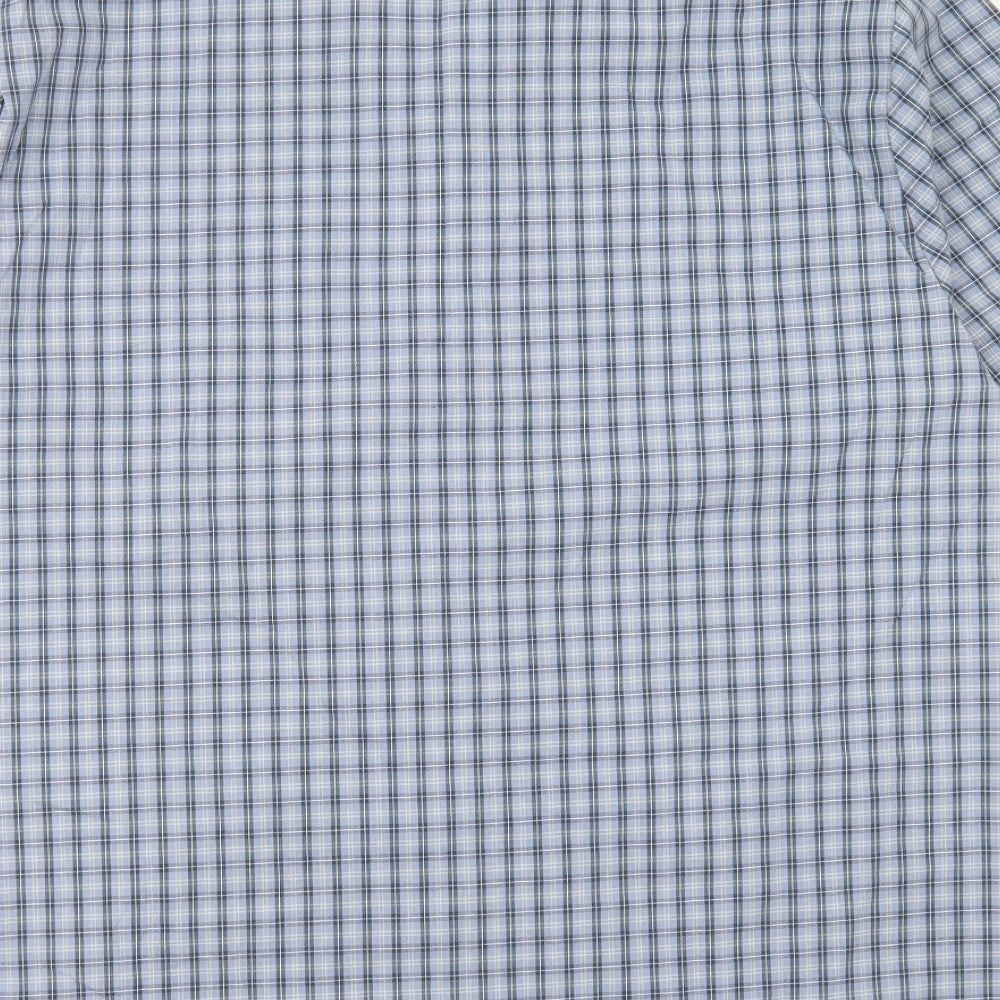 Marks and Spencer Mens Blue Check Cotton  Pyjama Top Size L  Button