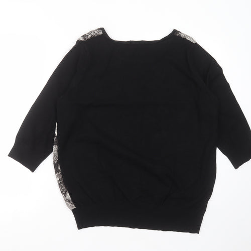 Debenhams Womens Black Round Neck Animal Print Viscose Pullover Jumper Size 20