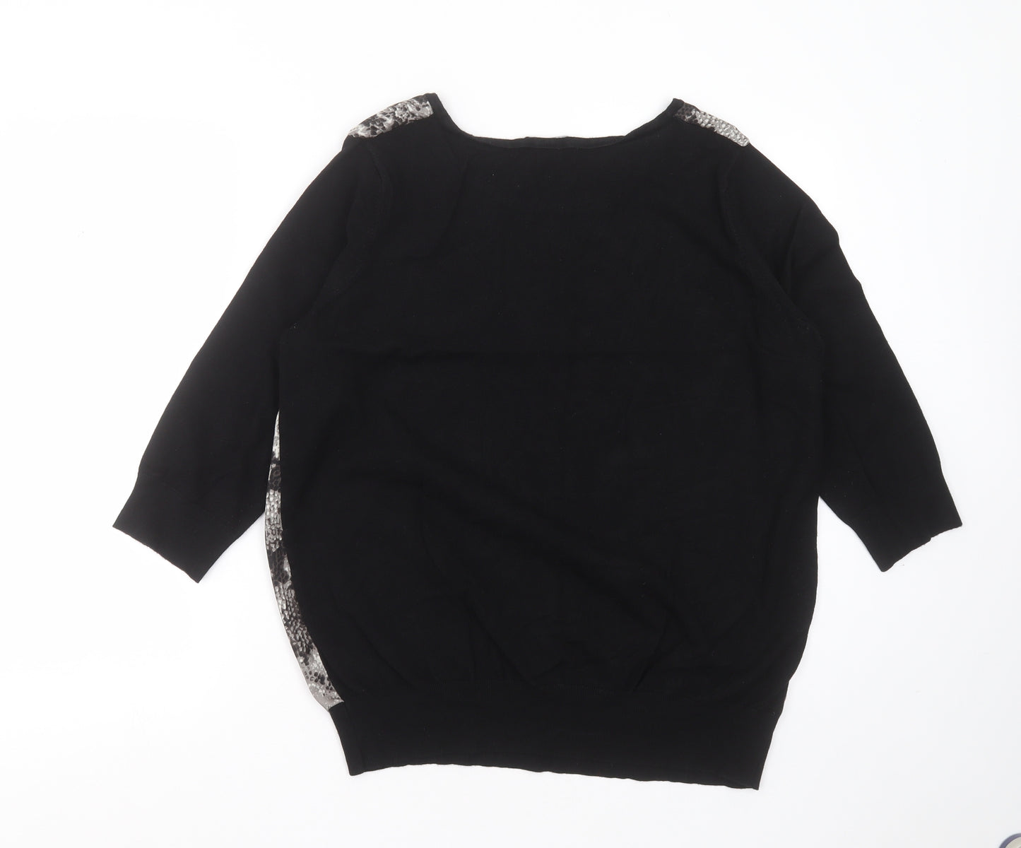 Debenhams Womens Black Round Neck Animal Print Viscose Pullover Jumper Size 20
