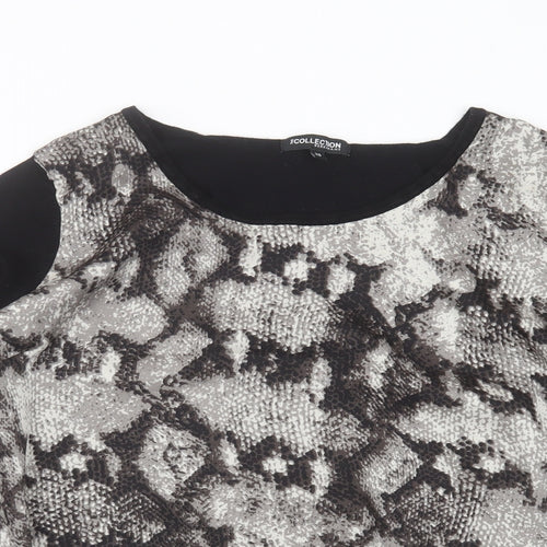 Debenhams Womens Black Round Neck Animal Print Viscose Pullover Jumper Size 20