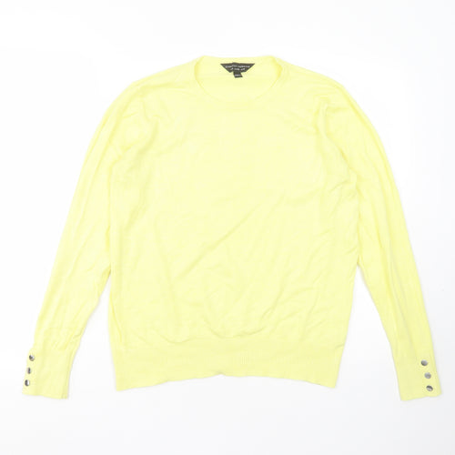 Dorothy Perkins Womens Yellow Round Neck  Viscose Pullover Jumper Size 14