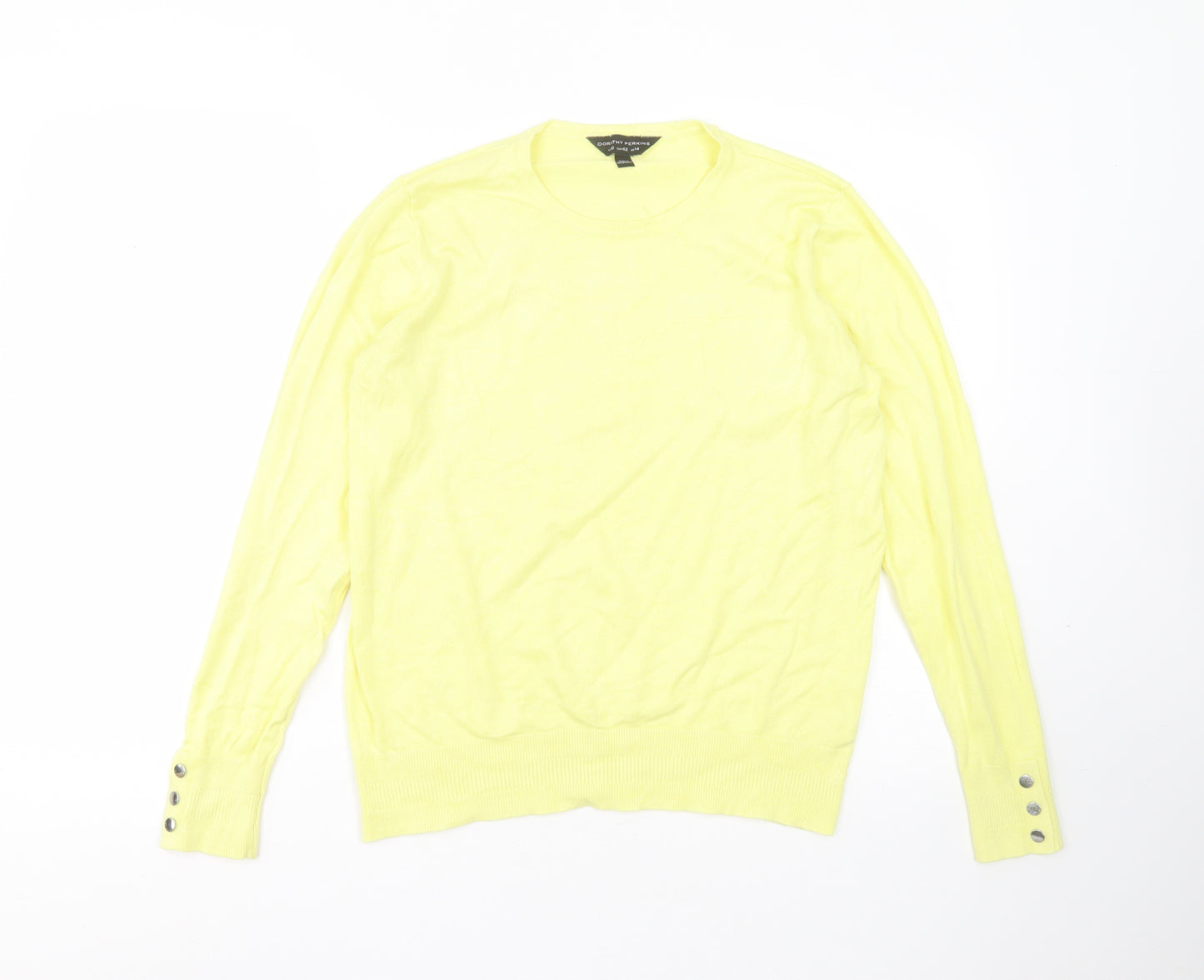 Dorothy Perkins Womens Yellow Round Neck  Viscose Pullover Jumper Size 14