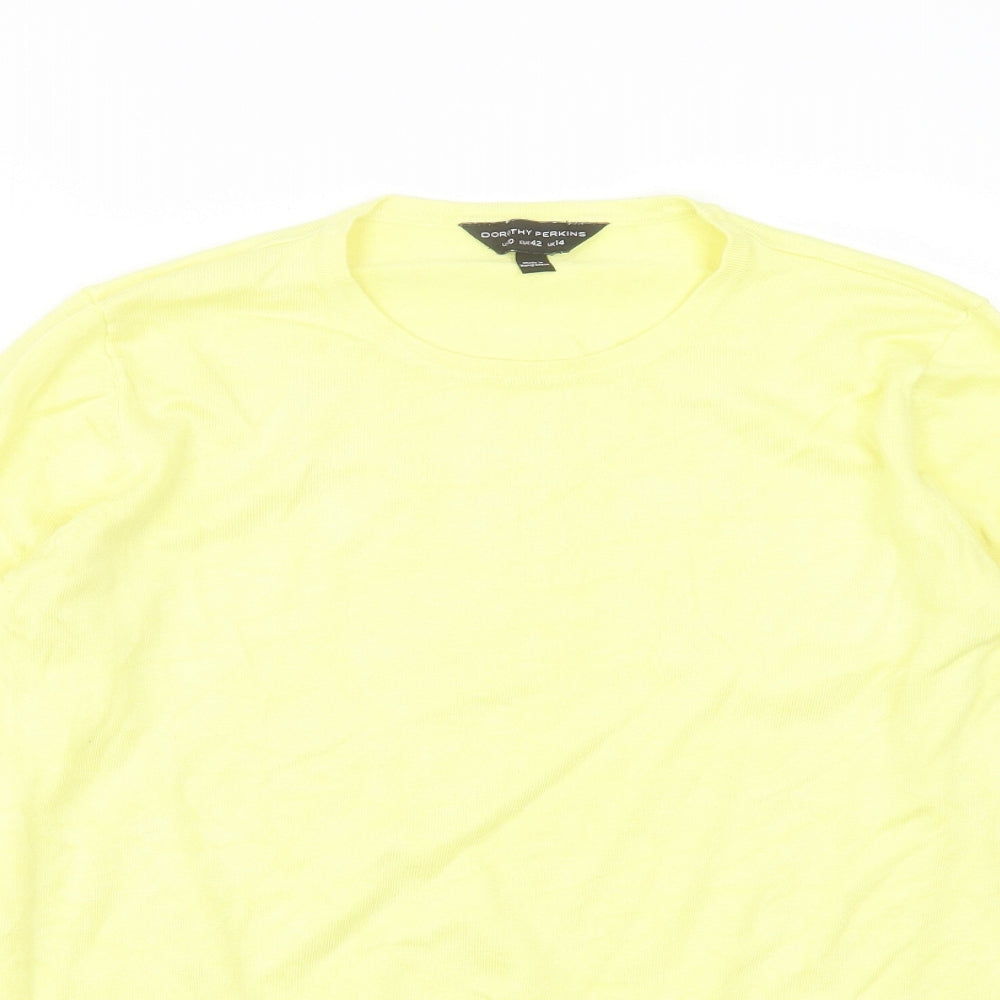 Dorothy Perkins Womens Yellow Round Neck  Viscose Pullover Jumper Size 14