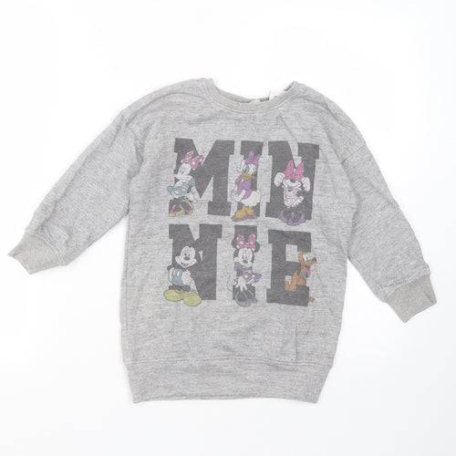 NEXT Girls Grey  Cotton Pullover Sweatshirt Size 4-5 Years   - minnie mouse