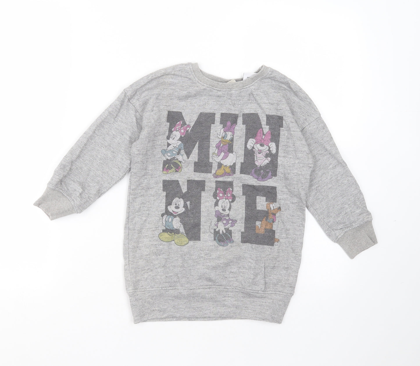 NEXT Girls Grey  Cotton Pullover Sweatshirt Size 4-5 Years   - minnie mouse
