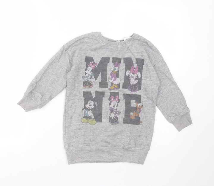 NEXT Girls Grey  Cotton Pullover Sweatshirt Size 4-5 Years   - minnie mouse