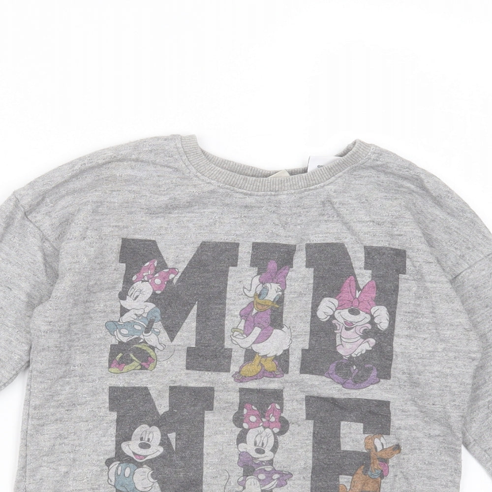 NEXT Girls Grey  Cotton Pullover Sweatshirt Size 4-5 Years   - minnie mouse