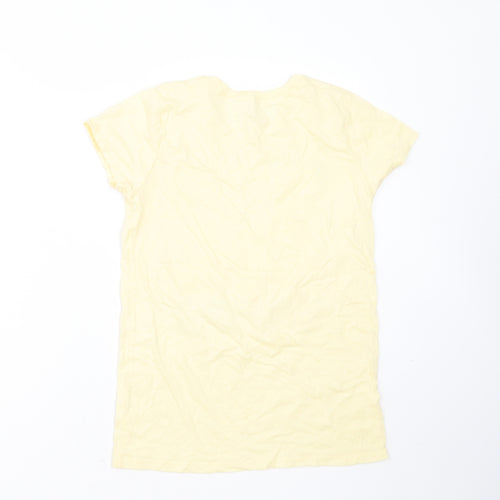 PLACE Girls Yellow  Cotton Basic T-Shirt Size 10 Years Round Neck  - snap queens