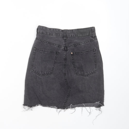 H&M Womens Grey  Cotton Mini Skirt Size 4    - Distressed hem