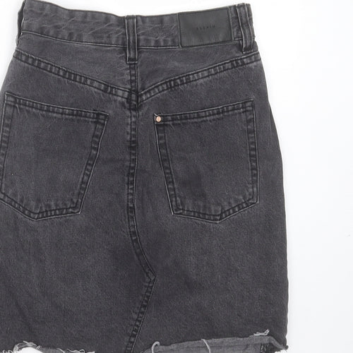 H&M Womens Grey  Cotton Mini Skirt Size 4    - Distressed hem