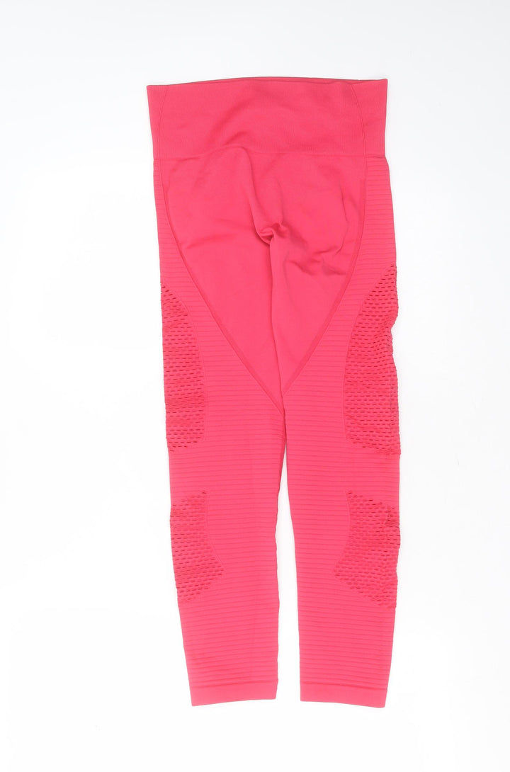 Preworn Womens Pink Striped Polyamide Compression Leggings Size M L25 in Extra-Slim