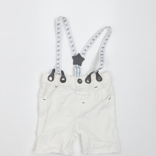 Nutmeg Baby White  Cotton  Trousers Size 9-12 Months   - with braces