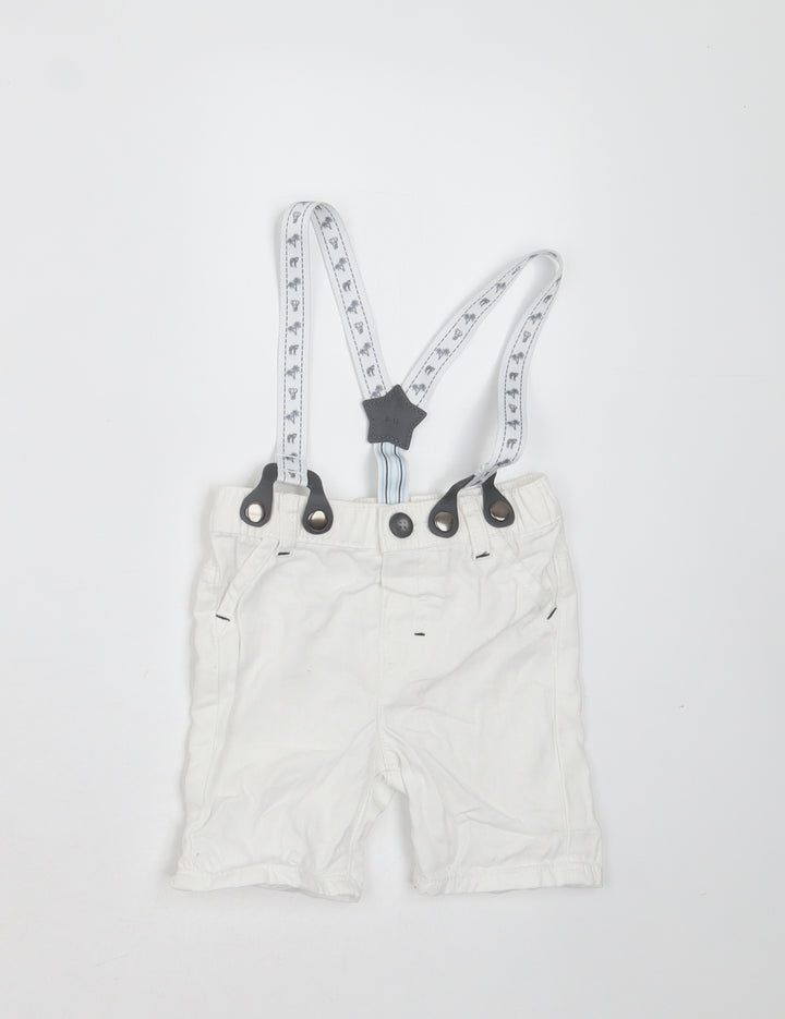 Nutmeg Baby White  Cotton  Trousers Size 9-12 Months   - with braces