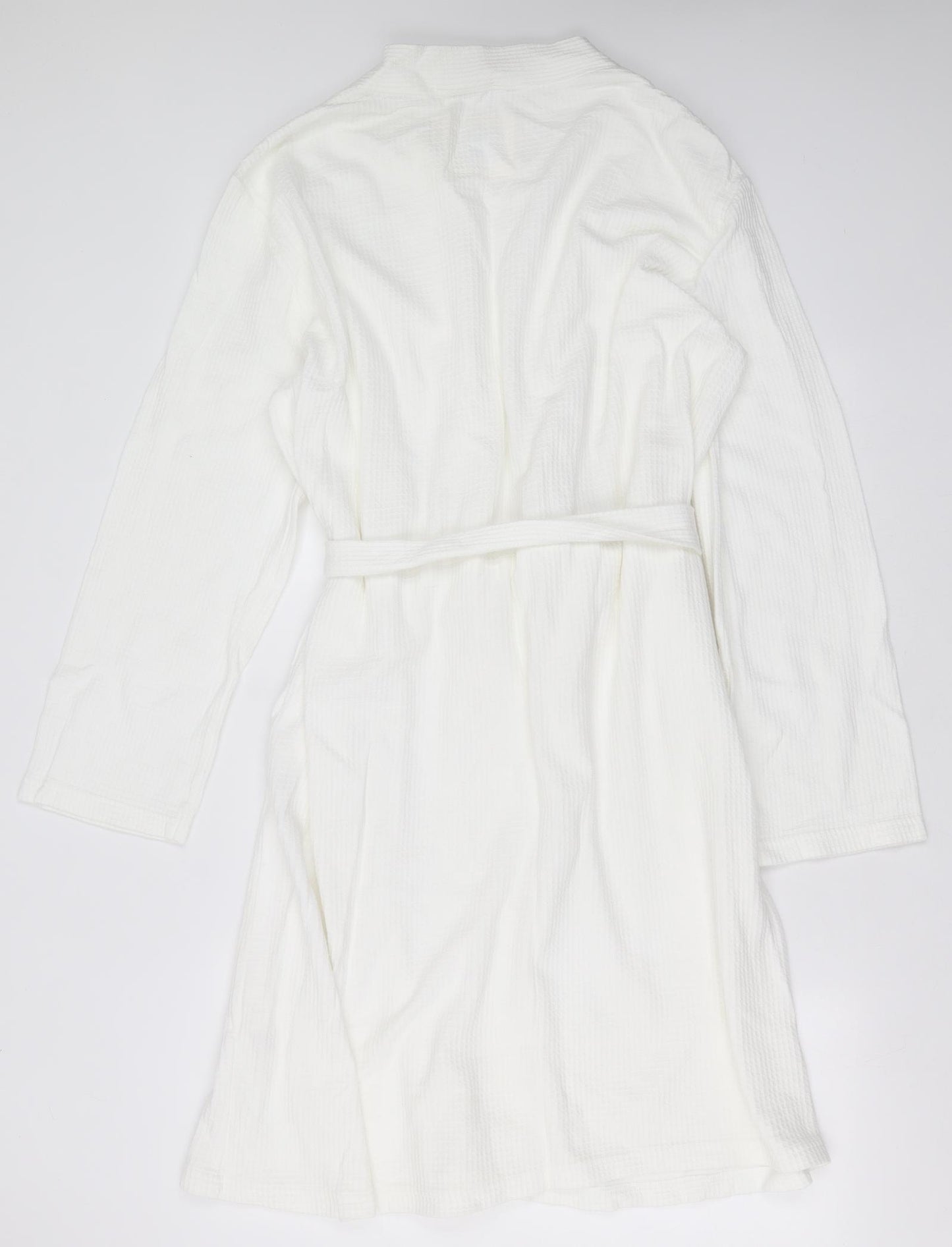 TU Womens White Check Cotton Top Robe Size XL  Tie