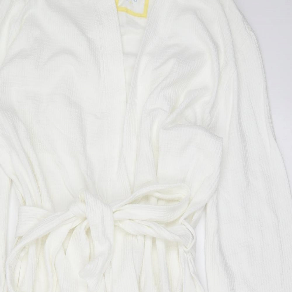 TU Womens White Check Cotton Top Robe Size XL  Tie