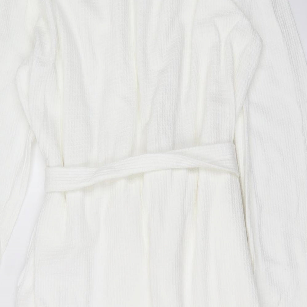 TU Womens White Check Cotton Top Robe Size XL  Tie