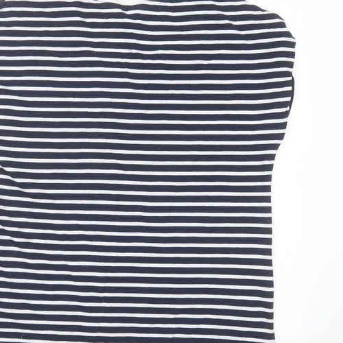TU Womens Blue Striped Cotton Basic T-Shirt Size 10 Round Neck