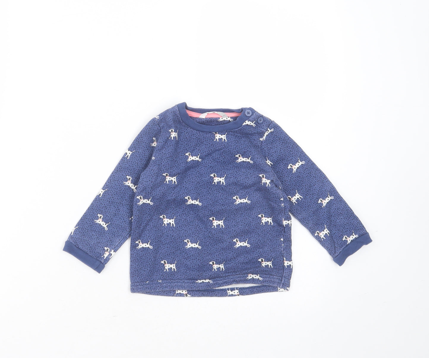 John Lewis Girls Blue  Cotton Pullover Jumper Size 9-12 Months   - dog sweatshirt