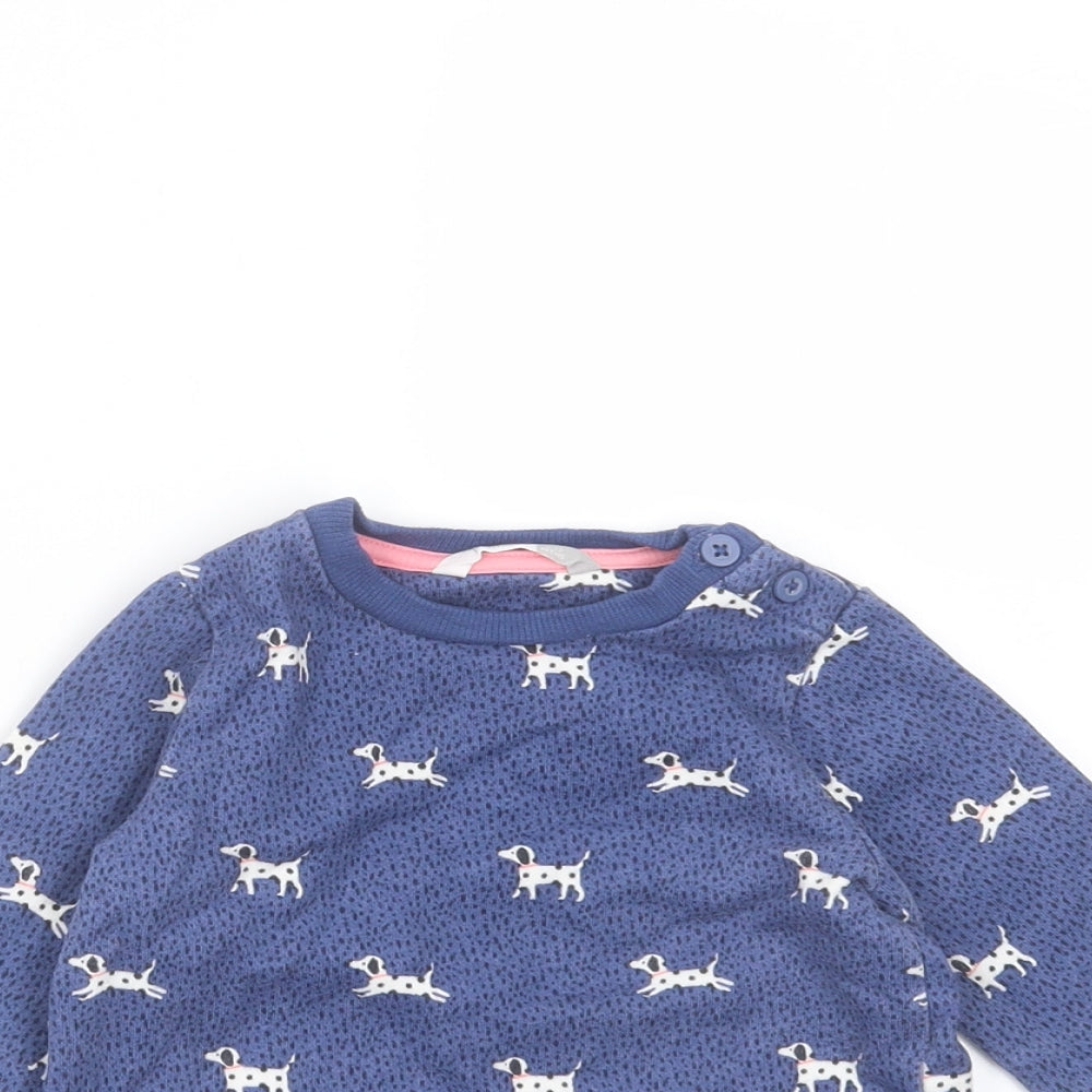 John Lewis Girls Blue  Cotton Pullover Jumper Size 9-12 Months   - dog sweatshirt