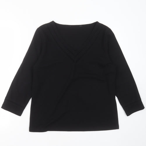 BHS Womens Black V-Neck  Polyester Pullover Jumper Size 16