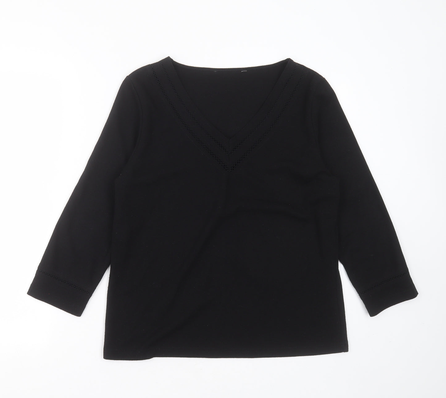 BHS Womens Black V-Neck  Polyester Pullover Jumper Size 16