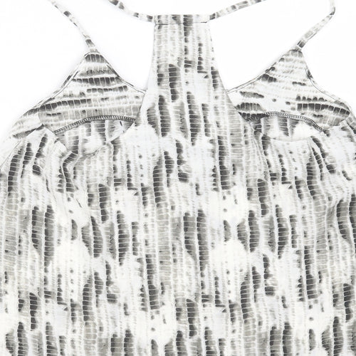 Boohoo Womens Grey Animal Print Polyester Basic Blouse Size 10 Round Neck - beaded