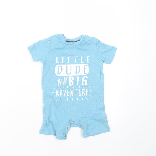F&F Baby Blue  Cotton Babygrow One-Piece Size 9-12 Months   - little dude big adventure