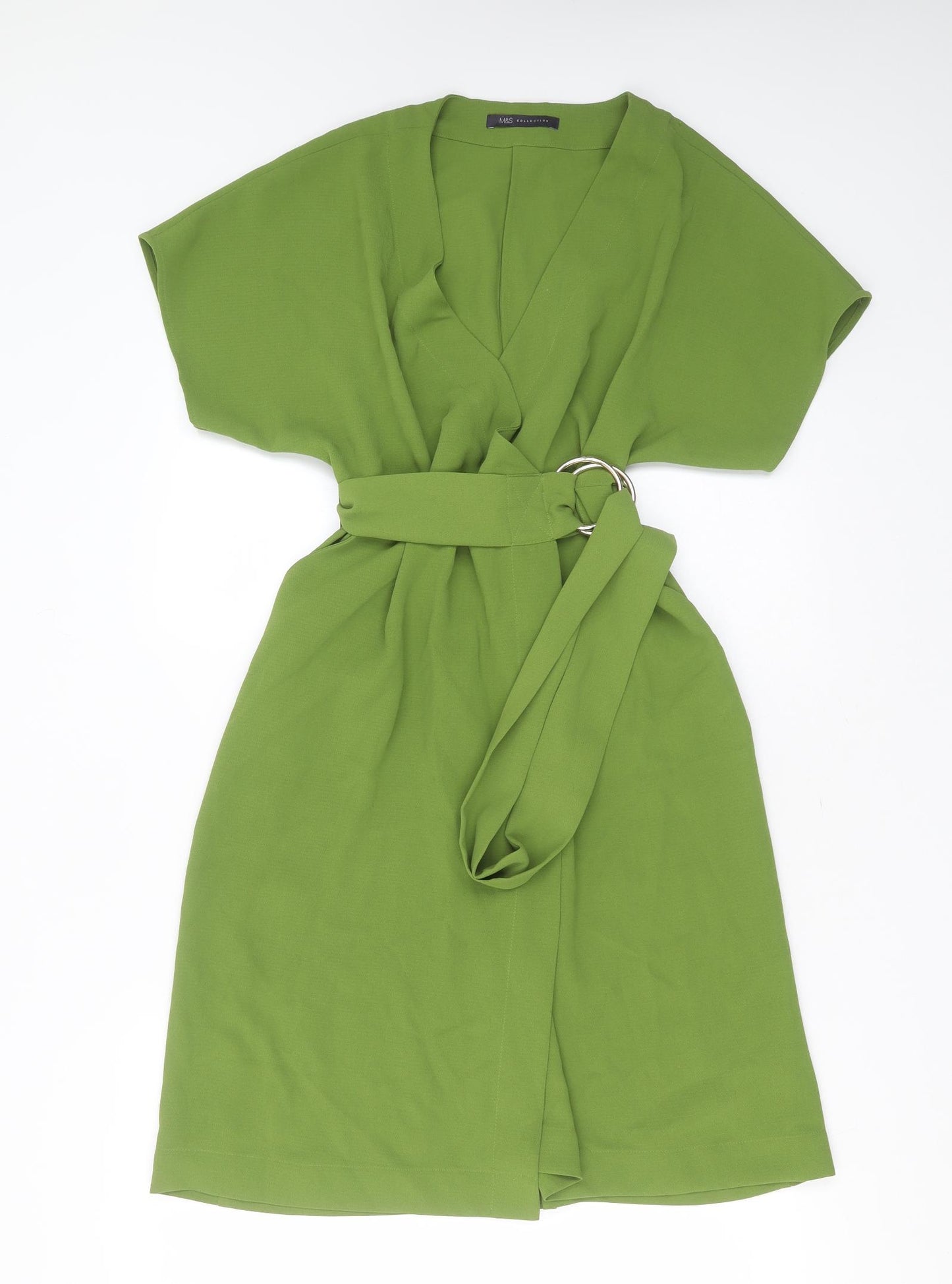 Marks and Spencer Womens Green  Polyester Wrap Dress  Size 8  V-Neck