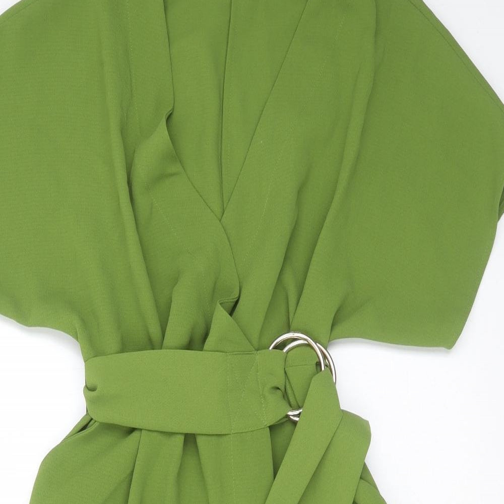 Marks and Spencer Womens Green  Polyester Wrap Dress  Size 8  V-Neck
