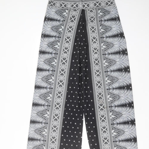 Preworn Womens Black Geometric Polyamide Trousers  Size L L28 in Regular