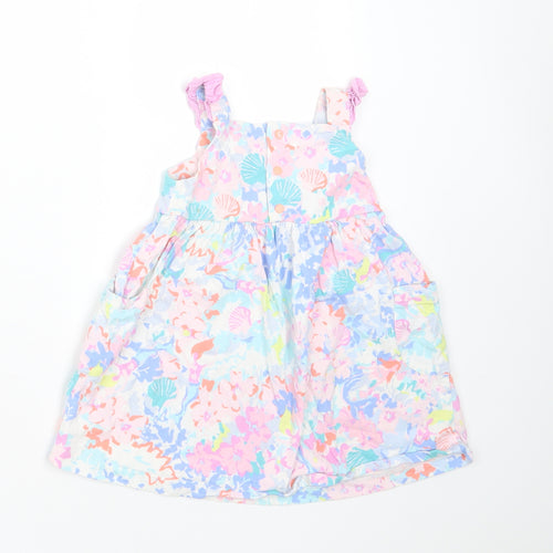 Joules Girls Multicoloured Floral Cotton T-Shirt Dress  Size 12-18 Months  Square Neck