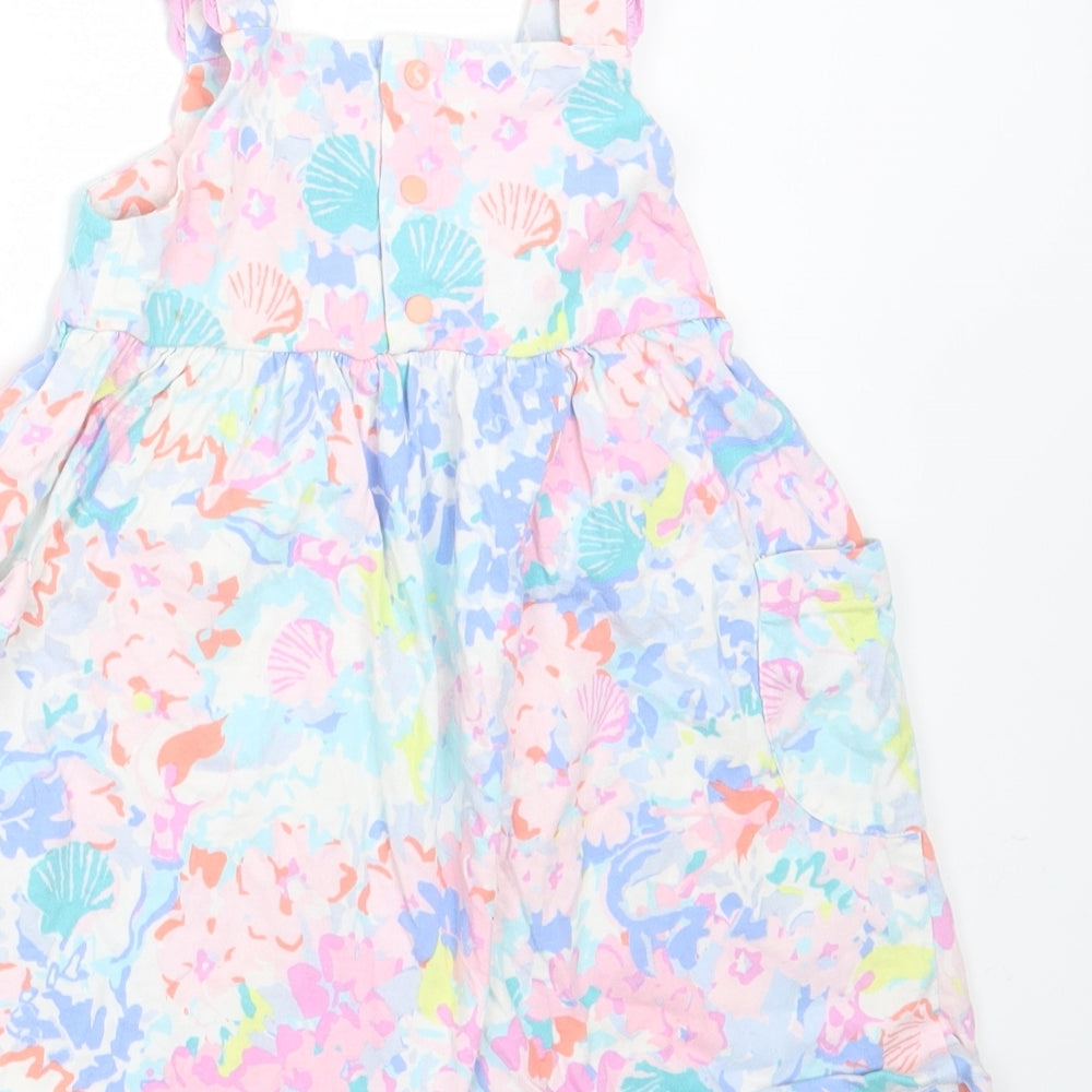 Joules Girls Multicoloured Floral Cotton T-Shirt Dress  Size 12-18 Months  Square Neck