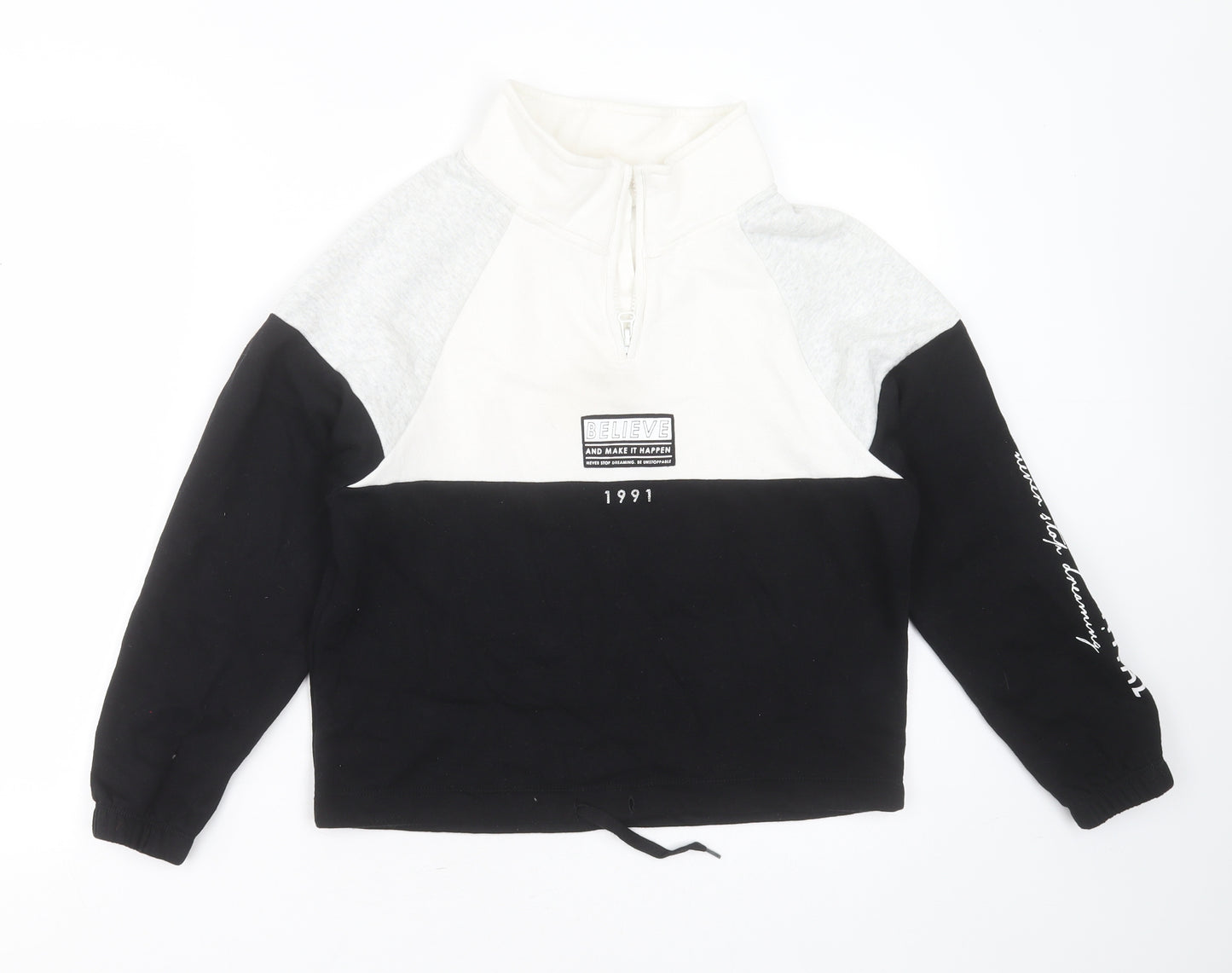 H&M Girls Black  Cotton Pullover Sweatshirt Size 12-13 Years   - believe