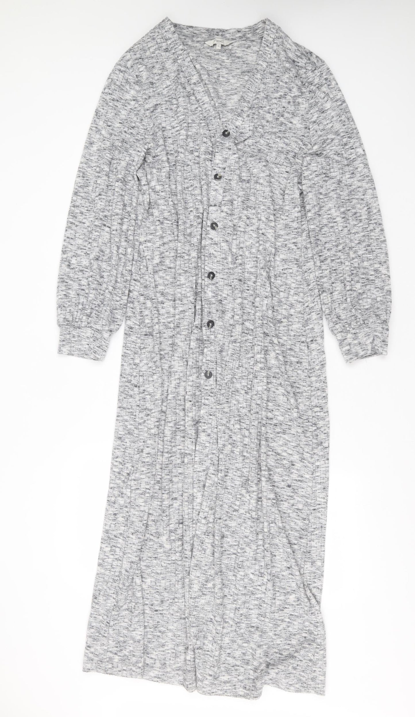 NEXT Womens Grey V-Neck Striped Polyester Cardigan Jumper Size XL