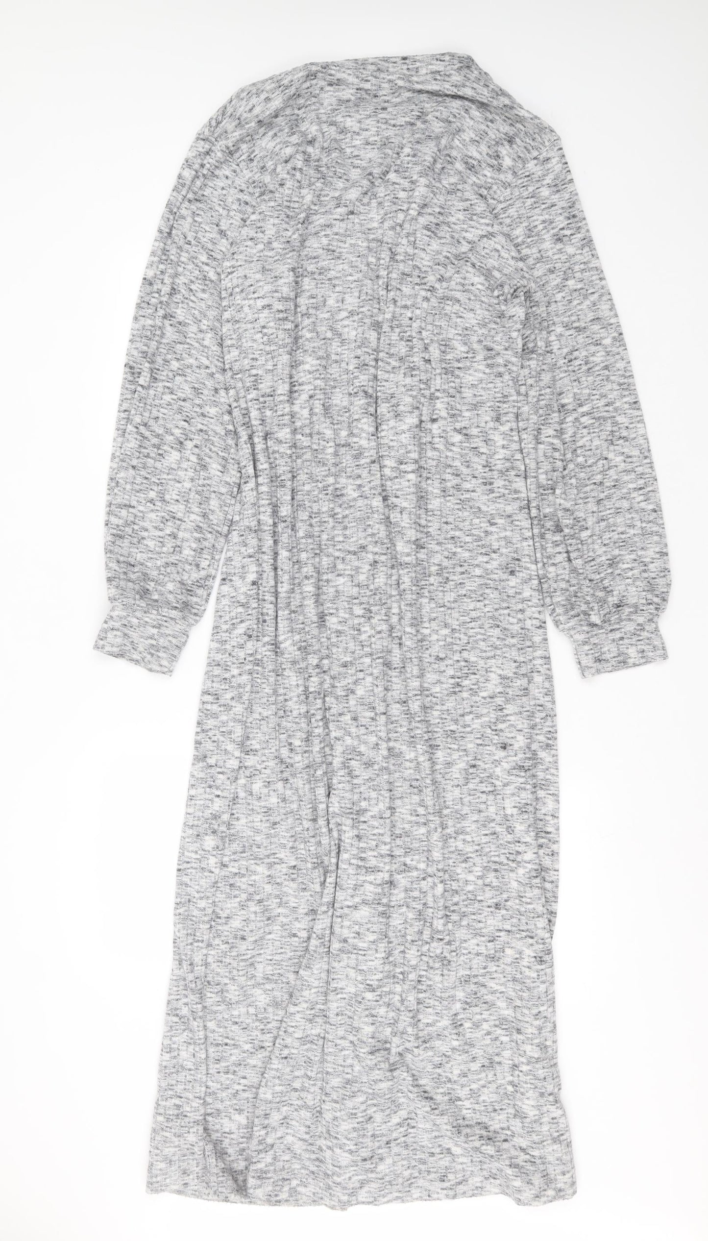 NEXT Womens Grey V-Neck Striped Polyester Cardigan Jumper Size XL