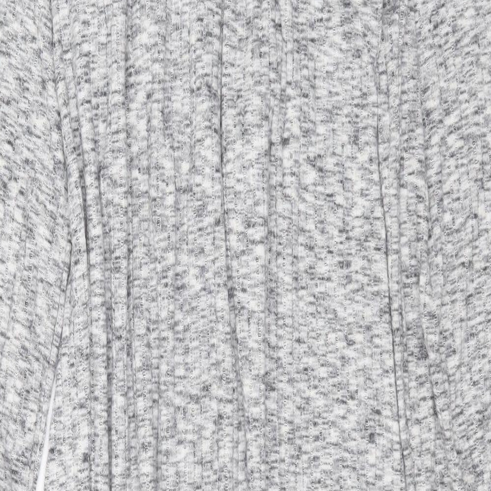 NEXT Womens Grey V-Neck Striped Polyester Cardigan Jumper Size XL