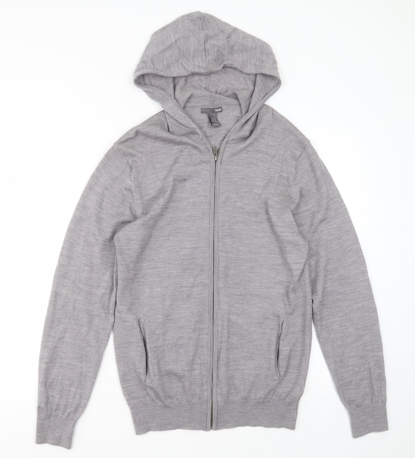 H&M Mens Grey  Wool Full Zip Hoodie Size M