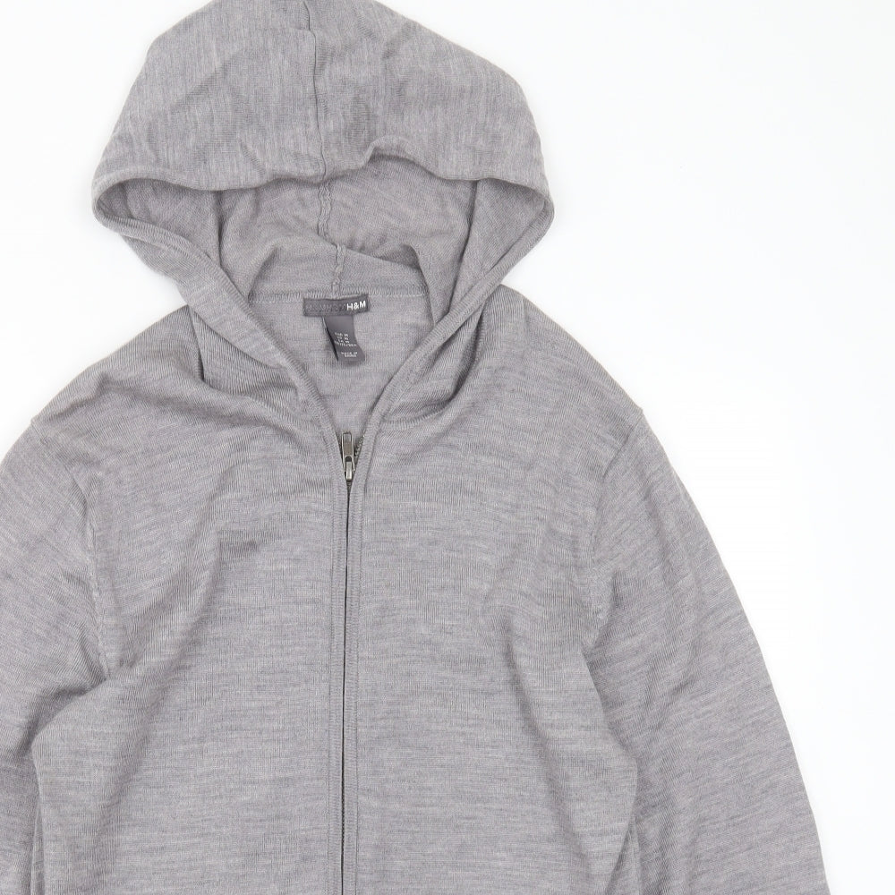 H&M Mens Grey  Wool Full Zip Hoodie Size M