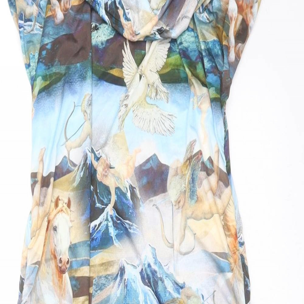 PRETTYLITTLETHING Womens Blue  Polyester Bodycon  Size 16  Scoop Neck  - cherubs