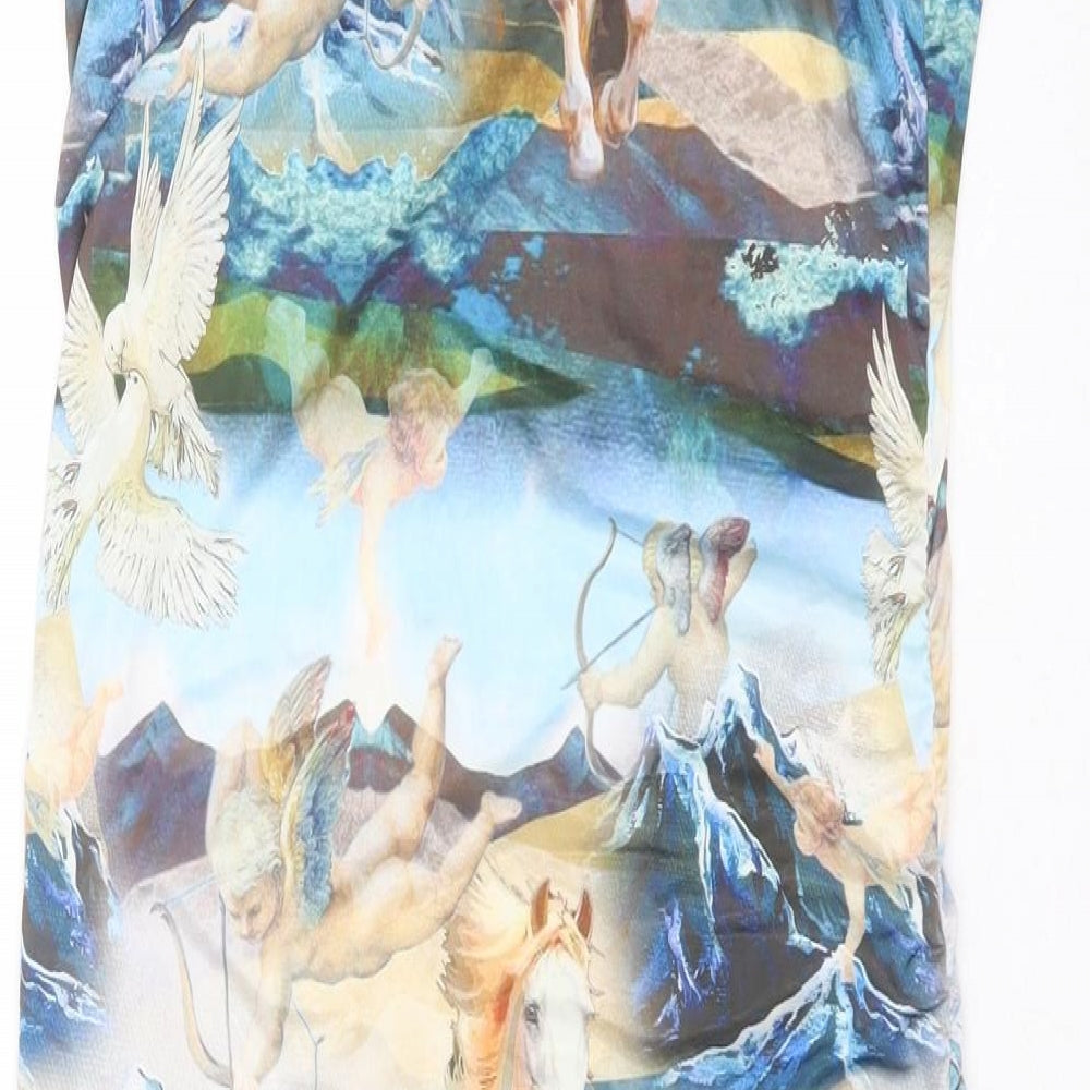 PRETTYLITTLETHING Womens Blue  Polyester Bodycon  Size 16  Scoop Neck  - cherubs