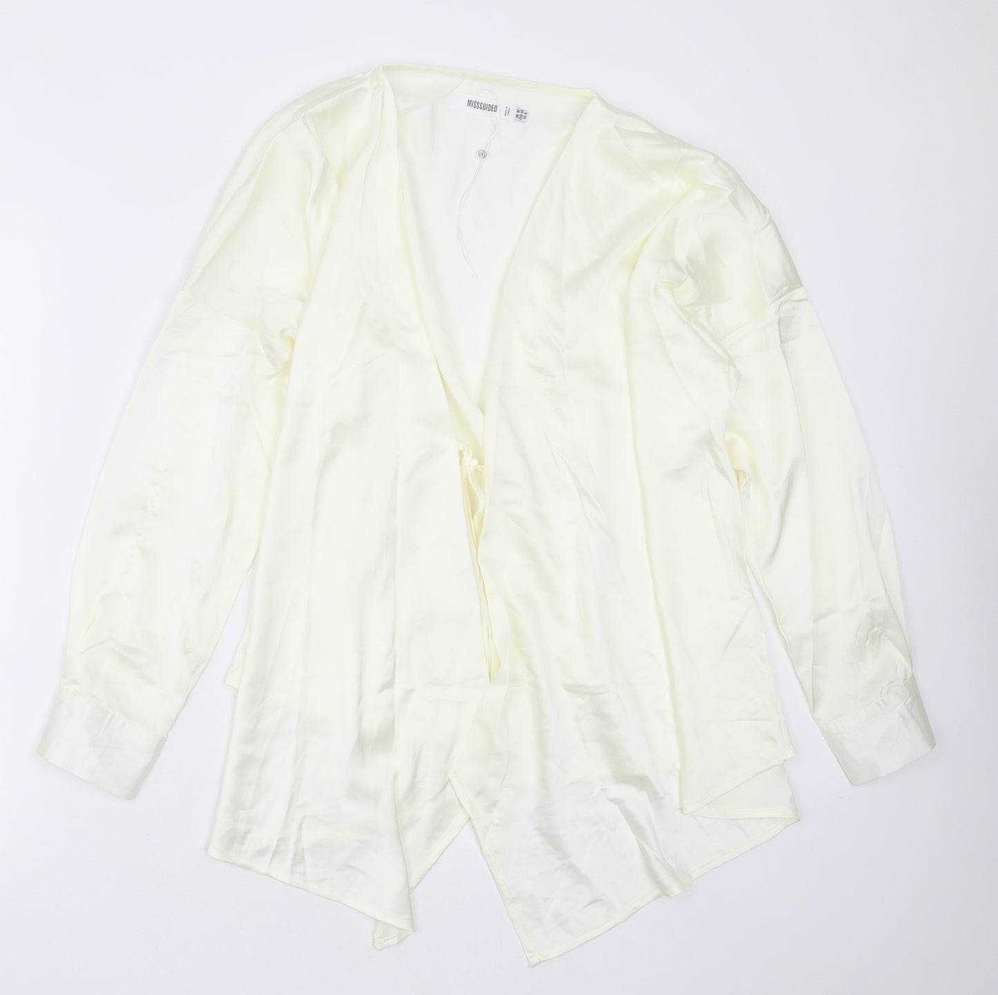Missguided Womens Yellow  Polyester Basic Blouse Size 10 V-Neck