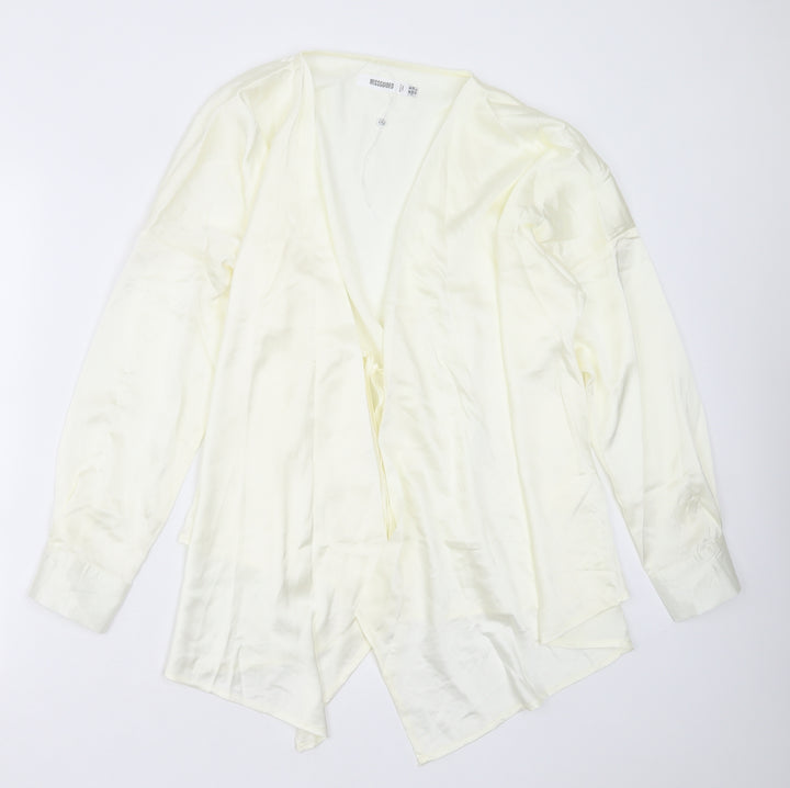 Missguided Womens Yellow  Polyester Basic Blouse Size 10 V-Neck