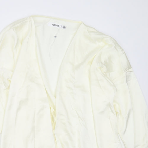 Missguided Womens Yellow  Polyester Basic Blouse Size 10 V-Neck