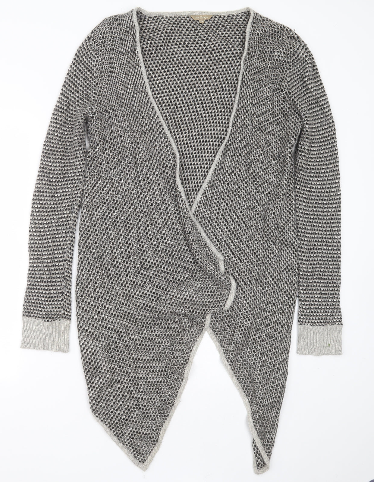 M&Co Womens Grey V-Neck Geometric Viscose Cardigan Jumper Size 14