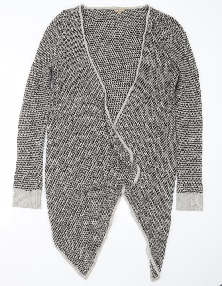 M&Co Womens Grey V-Neck Geometric Viscose Cardigan Jumper Size 14