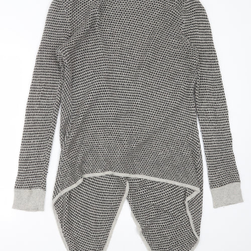 M&Co Womens Grey V-Neck Geometric Viscose Cardigan Jumper Size 14