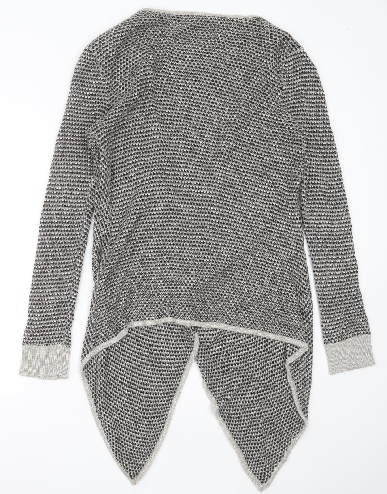 M&Co Womens Grey V-Neck Geometric Viscose Cardigan Jumper Size 14