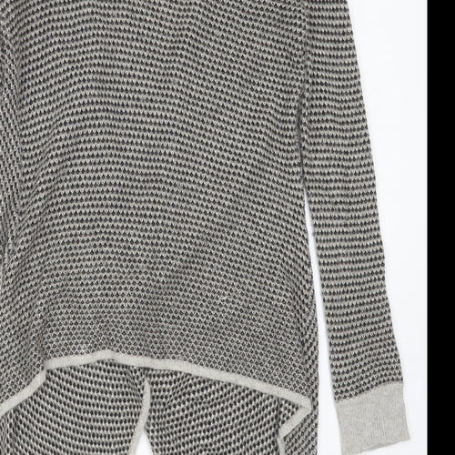 M&Co Womens Grey V-Neck Geometric Viscose Cardigan Jumper Size 14