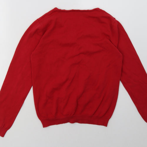 George Girls Red V-Neck  Cotton Cardigan Jumper Size 12-13 Years  Button - School Wear