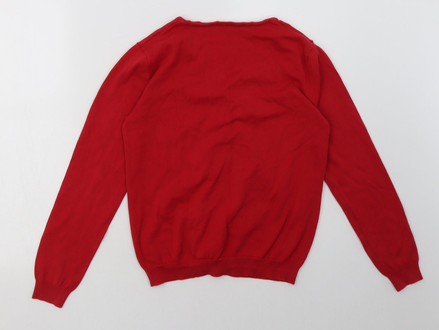 George Girls Red V-Neck  Cotton Cardigan Jumper Size 12-13 Years  Button - School Wear